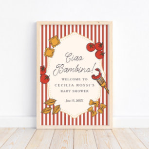 Poster Signe de Baby Shower Ciao Bambino Pâtes Italiennes