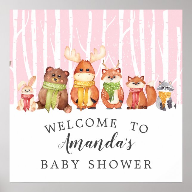 Poster SIGNE DE Baby shower D'ACCUEIL WODOPAGE D'Hiver (Devant)