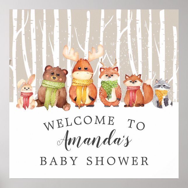 Poster SIGNE DE Baby shower D'ACCUEIL WODOPAGE D'Hiver (Devant)