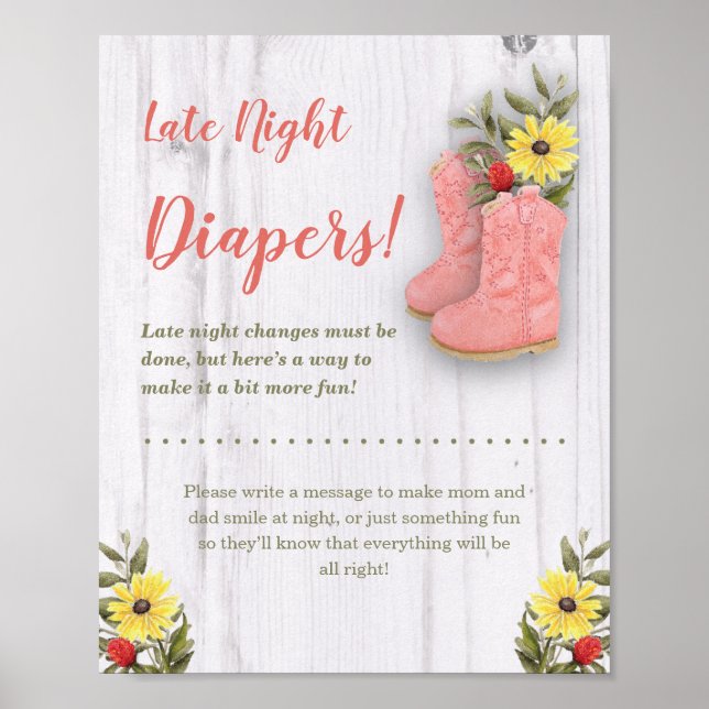 Poster SIGNE DE Baby shower DE LA PETITE Cowgirl (Devant)