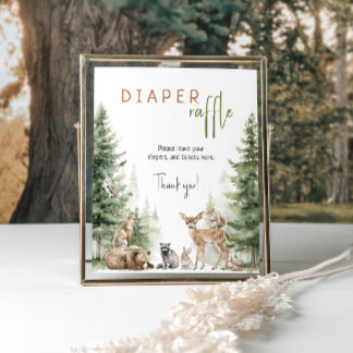 Poster SIGNE DE Baby shower Déchets de bois Animaux