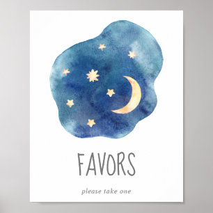 Poster Signe de Baby shower des faveurs de la lune et des