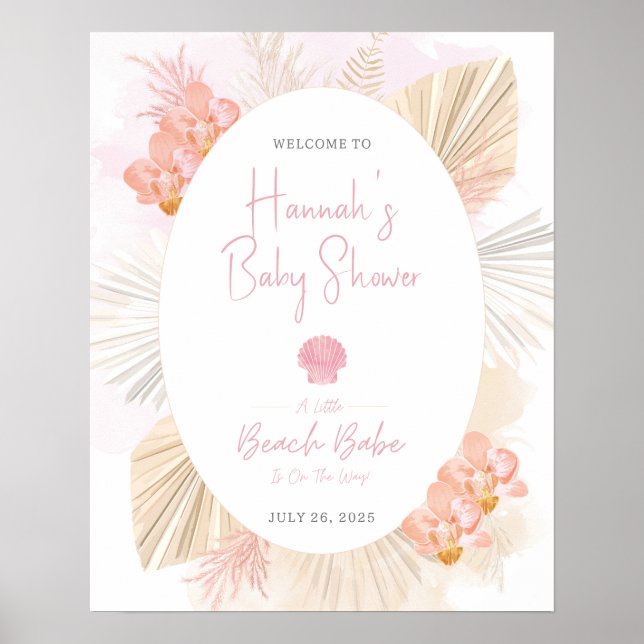 Poster SIGNE DE Baby shower Fille Boho Côtier (Devant)