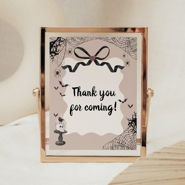 Poster SIGNE DE Baby shower gothique Petit Boo (Black Bow Little Boo Halloween Gothic Baby Shower Sign)