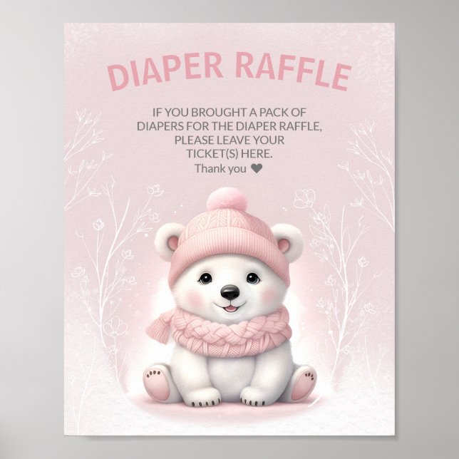 Poster Signe de Baby shower rose hivernal (Devant)