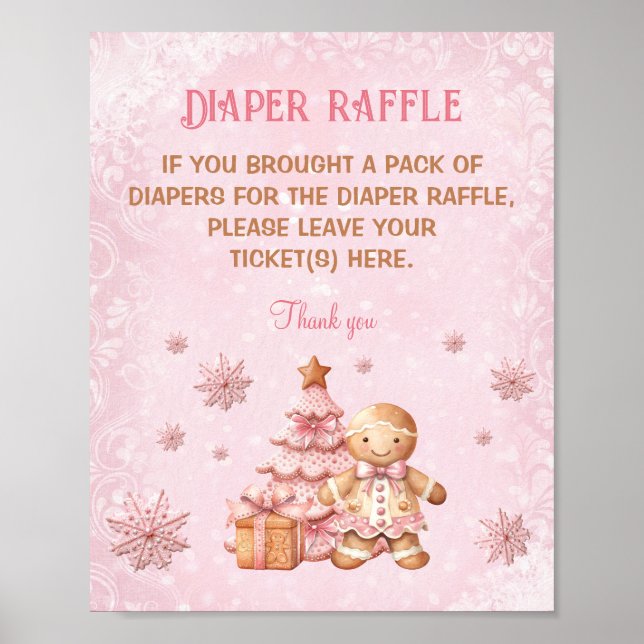 Poster Signe de Baby shower rose pain d'épices (Devant)