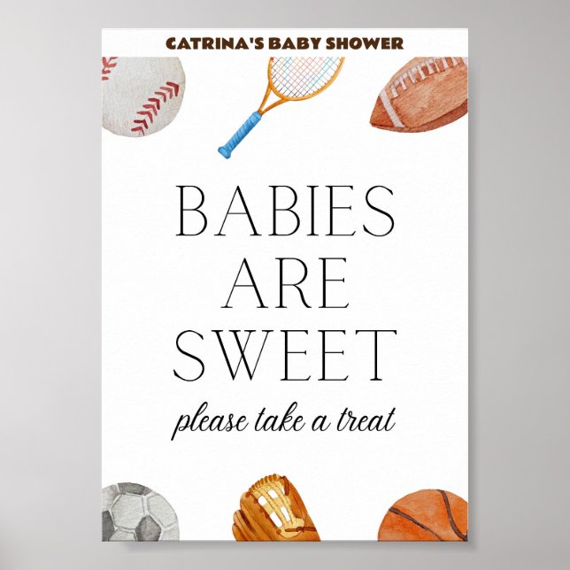 Poster SIGNE DE Baby shower Sportif Allstar 5x7 (Devant)