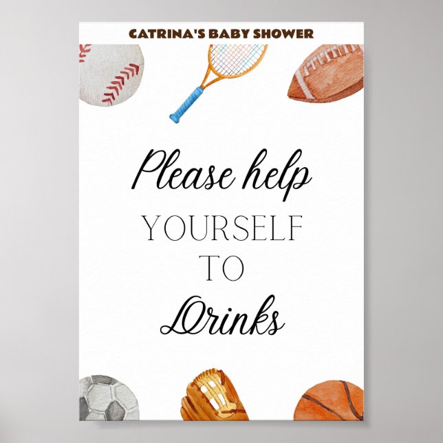 Poster SIGNE DE Baby shower Sportif Allstar 5x7 (Devant)