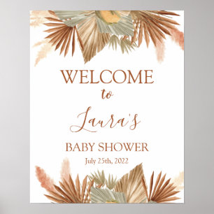 Poster Signe de bienvenue Baby Shower Herbe des Pampas Pa