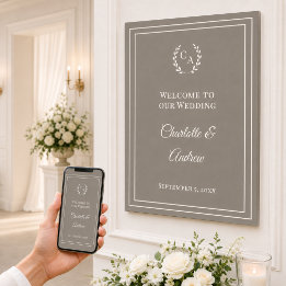 Poster Signe de bienvenue de mariage élégant avec monogra
