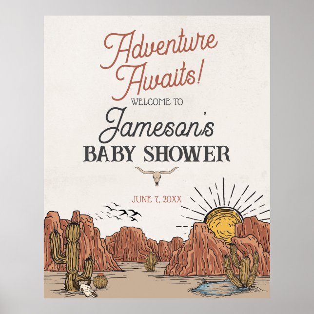 Poster Signe de bienvenue du baby shower Wild West Rodeo (Devant)