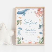 Signe de bienvenue pour Baby Shower Sous l'océan