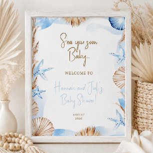 Poster Signe de bienvenue pour la baby shower Sea You Soo