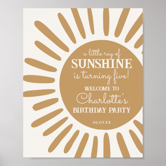 Poster signe de bienvenue pour l'anniversaire du soleil (Devant)
