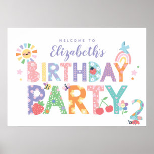 Poster Signe de bienvenue pour les 2 ans de Filles Fleur