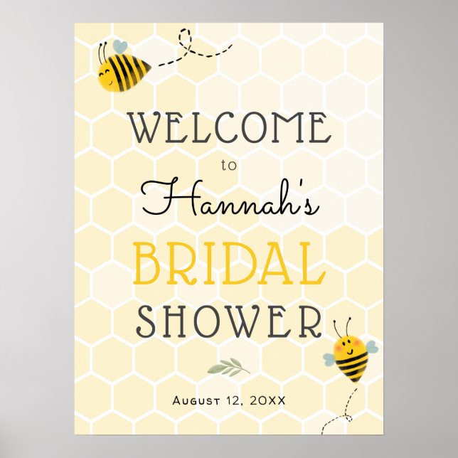 Poster Signe de bienvenue pour une fête de mariage abeill (Devant)