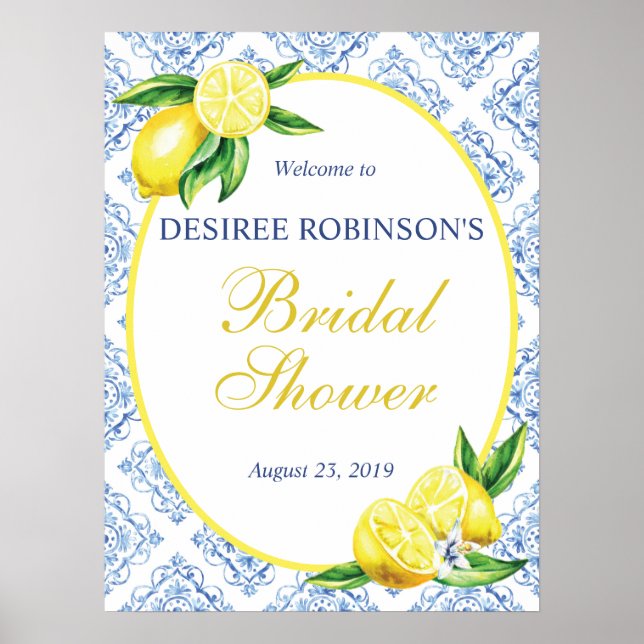 Poster Signe de bienvenue pour une fête de mariage Lemon  (Devant)