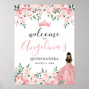 Poster Signe de bienvenue pour une fête de Quinceanera ro