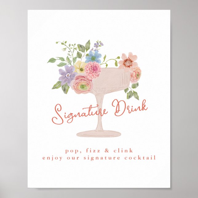Poster Signe de boisson signature pour la fête de mariage (Devant)