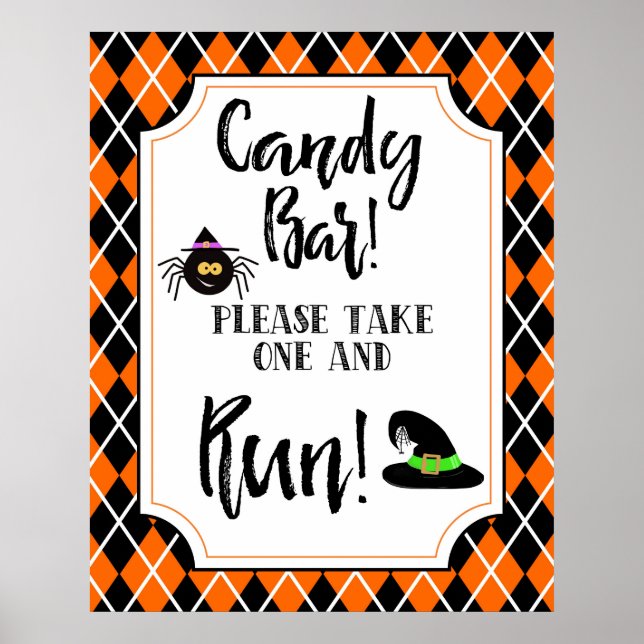 Poster signe de bonbons de fête halloween attraper et exé (Devant)