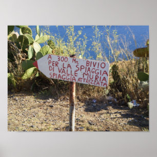 Poster Signe de bord de la route de Lipari