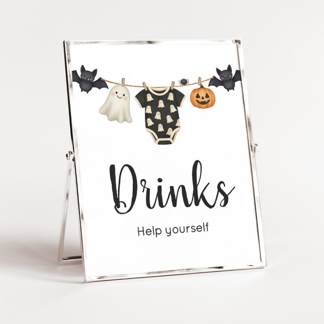 Poster SIGNE DE BOUTEILLE DE PETITE BOUTEILLE Baby shower (Halloween Little Boo Clothesline Baby Shower Sign)