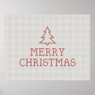 Poster Signe de broderie de Noël joyeux