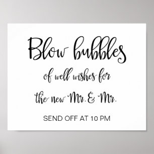 Poster Signe de bulles de mariage gay Calligraphie simp