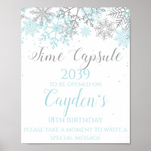 Poster Signe de capsule temporelle Winter ONEderland bleu