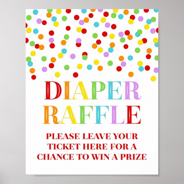Poster Signe de carafe de Baby shower Rainbow Confetti (Devant)