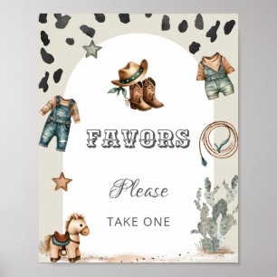 Poster Signe de Faveurs de Baby Shower de Cow-boy Bébé Ho