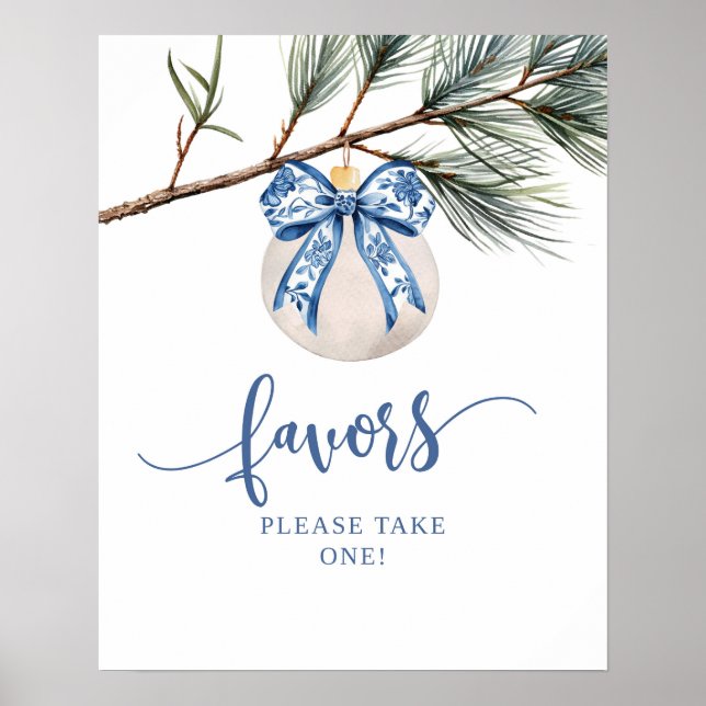 Poster Signe de fête de la Chinoiserie Bow Favors hiver (Devant)