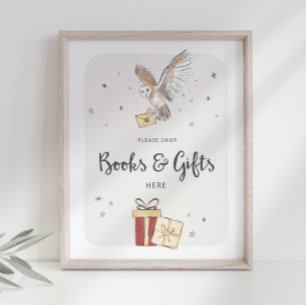 Poster Signe de fête de sorcier de livres et cadeaux