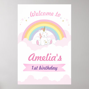 Poster Signe de fête Unicorn, Signe de bienvenue Unicorn
