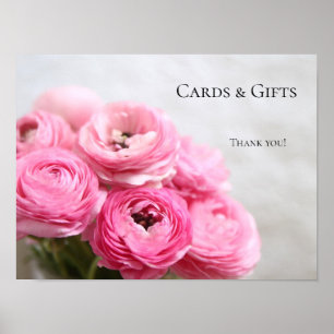 Poster signe de fleurs de ranunculus rose