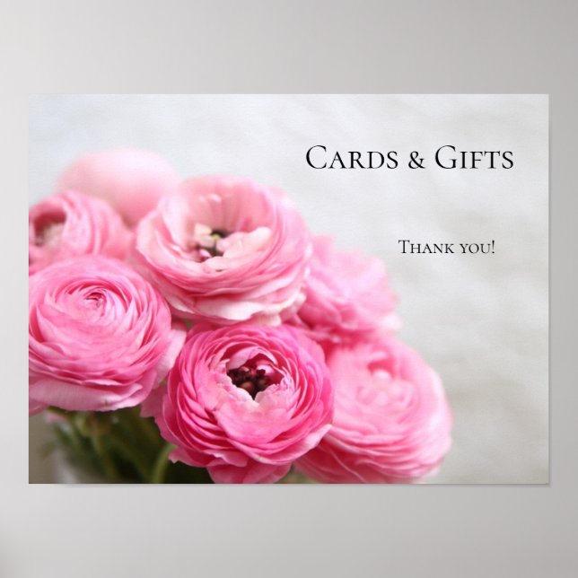 Poster signe de fleurs de ranunculus rose (Devant)