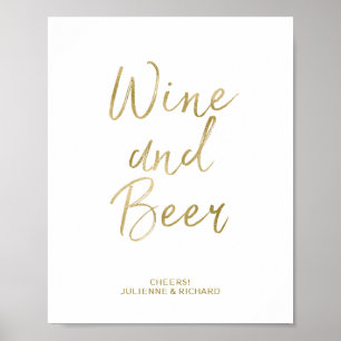 Poster SIGNE DE FOIE DE VINS ET DE BIÈRE 8x10 Gold Faux