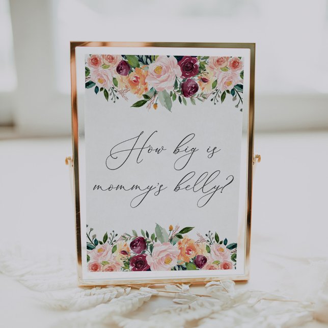 Poster Signe de jeu pour Baby Shower: Quelle est la taill (Créateur téléchargé)