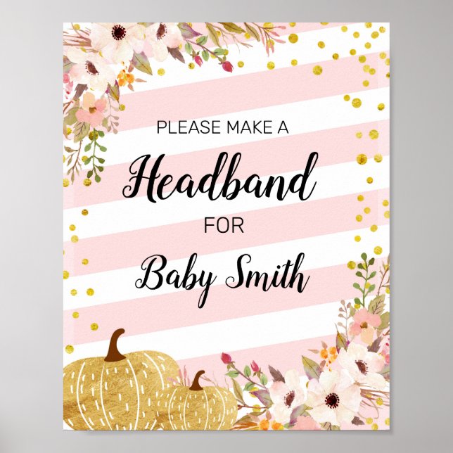 POSTER SIGNE DE LA BANQUE DE BABY SHOWER CITROUILLE (Devant)