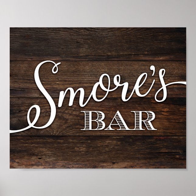 Poster Signe de la BARRE SMORES Rustique Chic (Devant)
