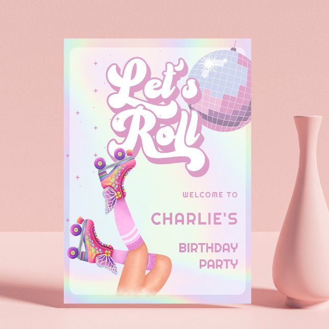 Poster Signe de la fête Anniversaire de enfant du patinag (Créateur téléchargé)