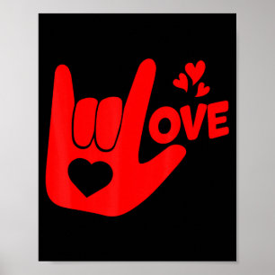 Poster Signe de la main Je t'aime Asl Saint Valentin Drôl