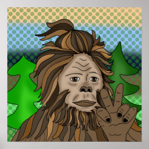 Poster SIGNE DE LA PAIX Bigfoot Sasquatch