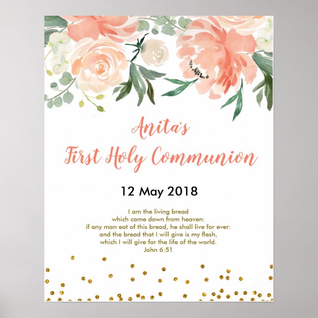 Poster Signe de la première sainte communion du parti Pea (Devant)