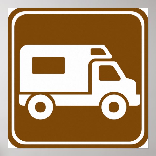 POSTER SIGNE DE LA ROUTE DU CAMPING RV (Devant)