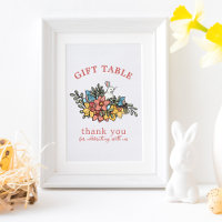 Signe de la table-cadeau Baby shower de printemps