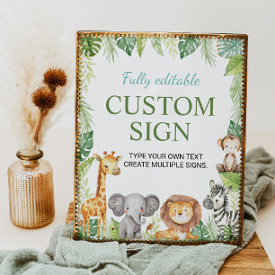Poster Signe de la table de fête d'anniversaire Safari An