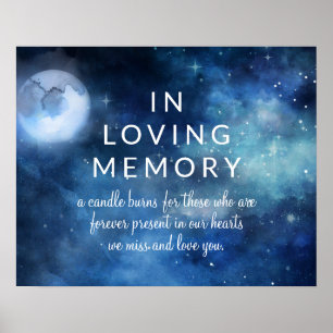 Poster Signe de Lune Céleste Pleine Lune Étoiles En Mémoi