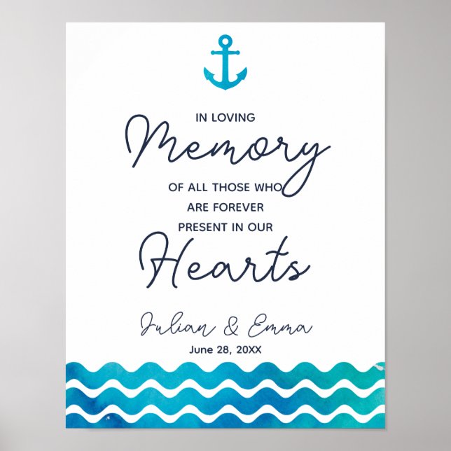 Poster Signe de mariage nautique d'ancre de souvenir de m (Devant)