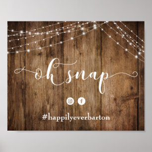 Poster Signe de Mariage Oh Snap Rustic Wood & Lights